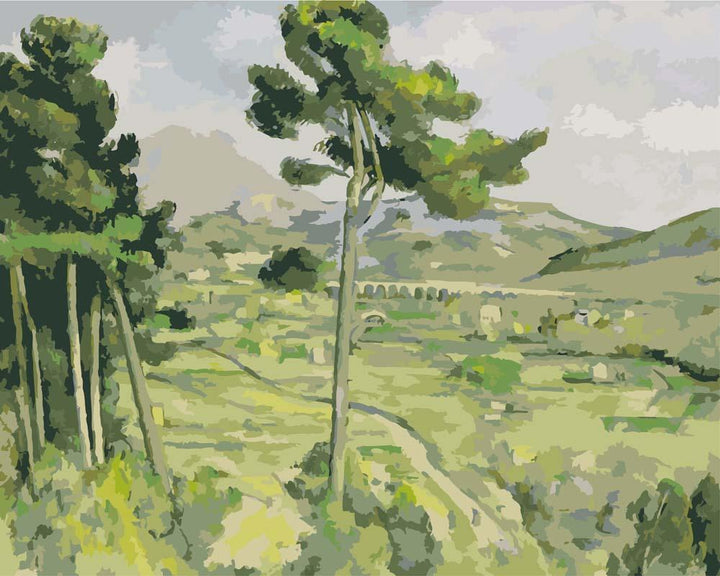 Malen nach Zahlen - Mont Sainte-Victoire und das Viadukt des Arc River Valley - Paul Cezanne