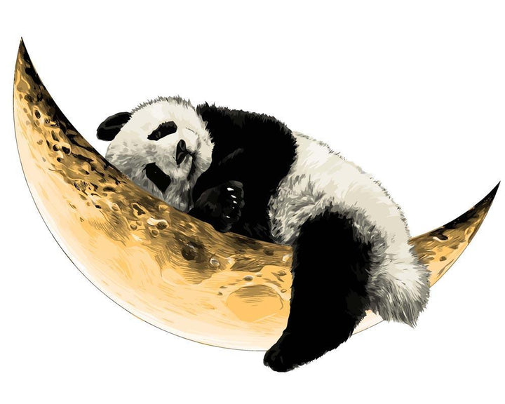 Malen nach Zahlen - Panda auf dem Mond