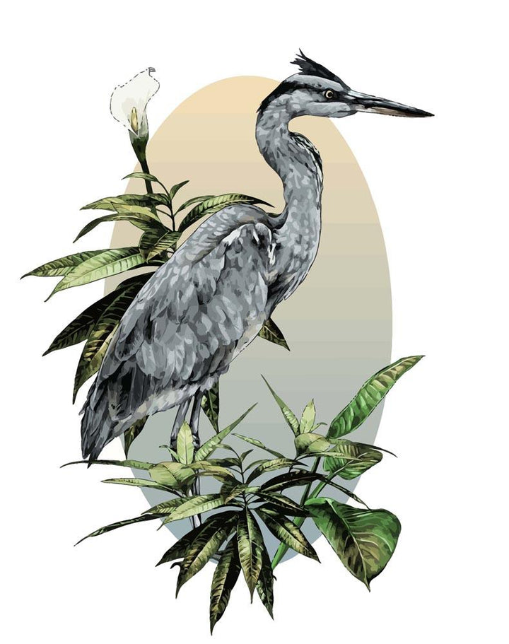 Malen nach Zahlen - Reiher im Laub