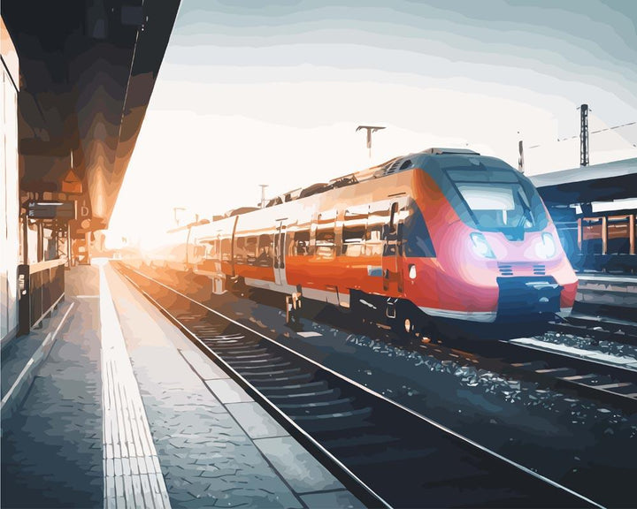 Malen nach Zahlen - Zug am Bahnhof in Europa