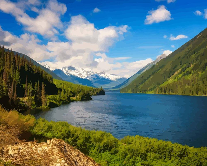 Malen nach Zahlen - Duffey See in Britisch-Kolumbien, Kanada