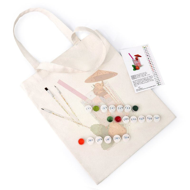 Malen nach Zahlen Totebag – Strawberry Daiquiri Cocktail