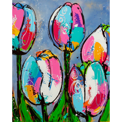 Fröhliche Malerei - Tulpen Blau