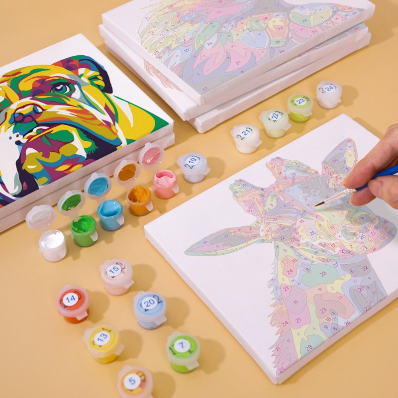 Malen nach Zahlen – 6 Mini-Gemälde | Set Bunte Tiere