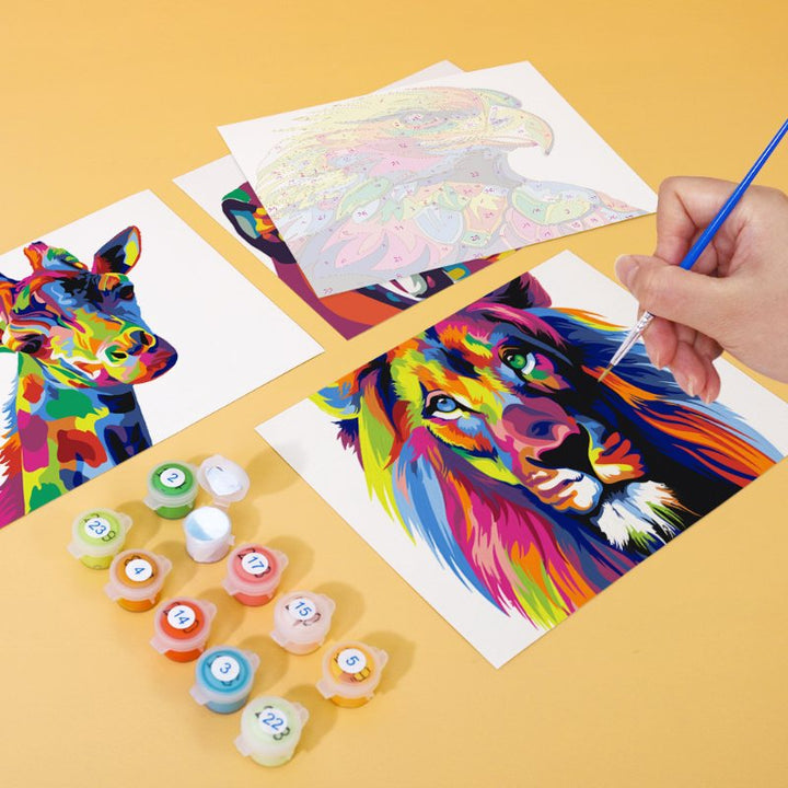 Malen nach Zahlen – 6 Mini-Gemälde | Set Bunte Tiere
