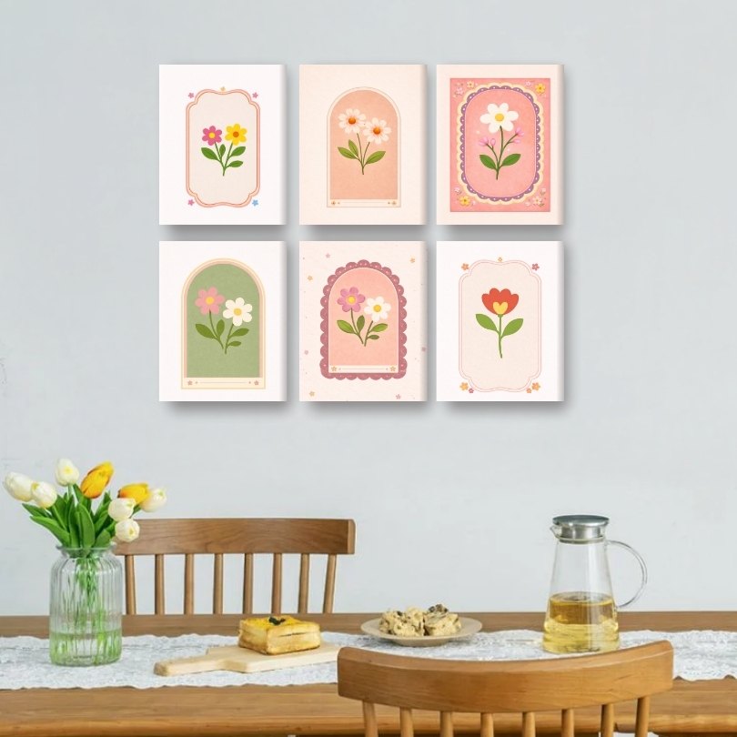 6 Mini-Gemälde | Frühlingsblumen Set