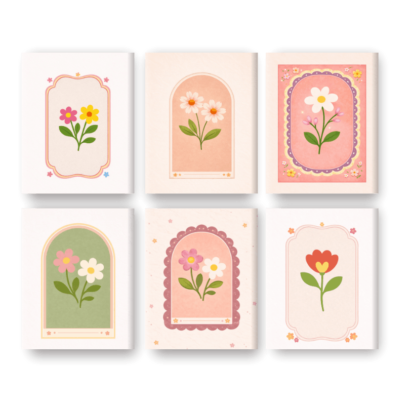 6 Mini-Gemälde | Frühlingsblumen Set