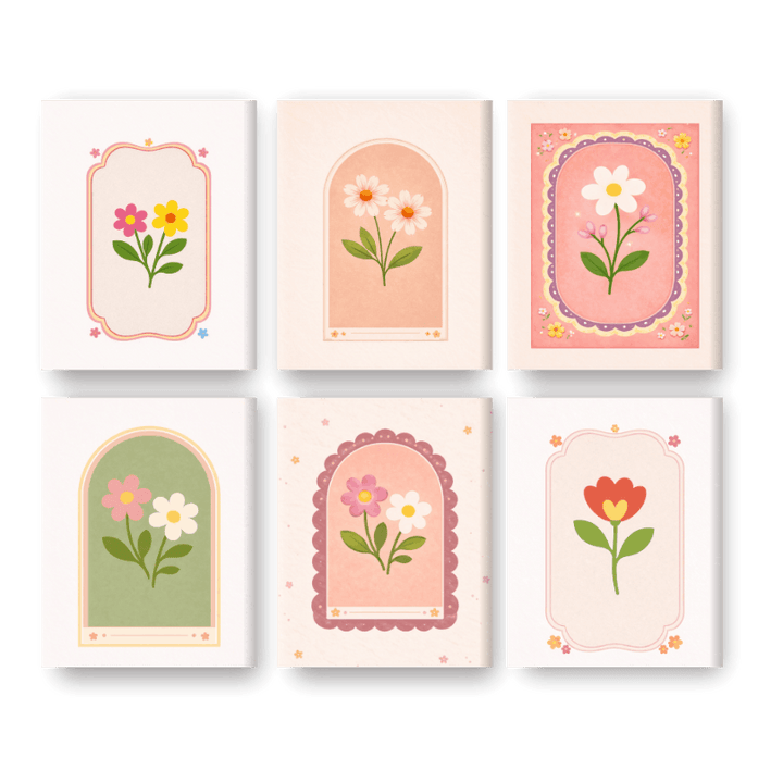 6 Mini-Gemälde | Frühlingsblumen Set