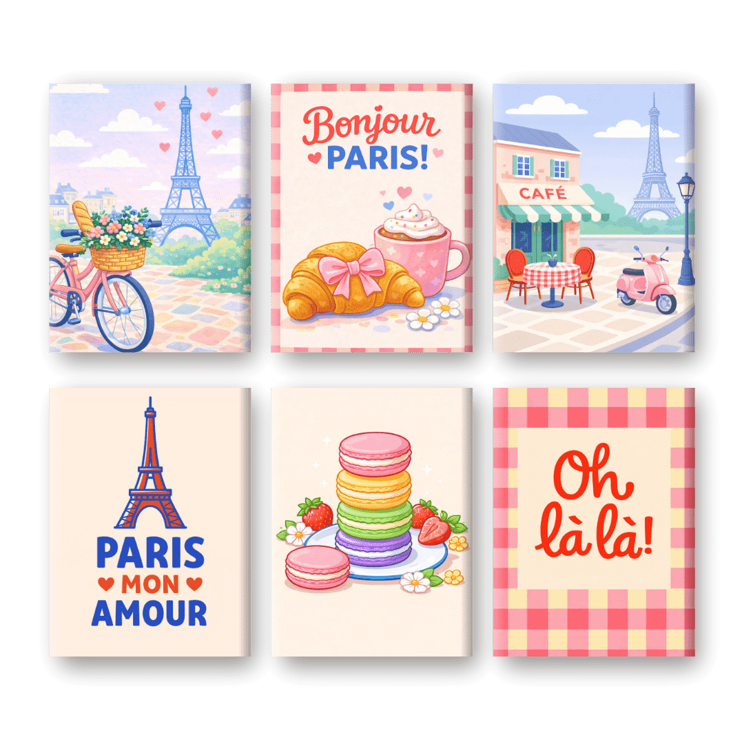 6 Mini-Gemälde | Bonjour Paris Set