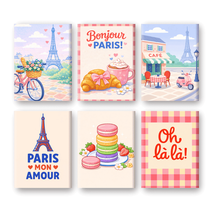6 Mini-Gemälde | Bonjour Paris Set