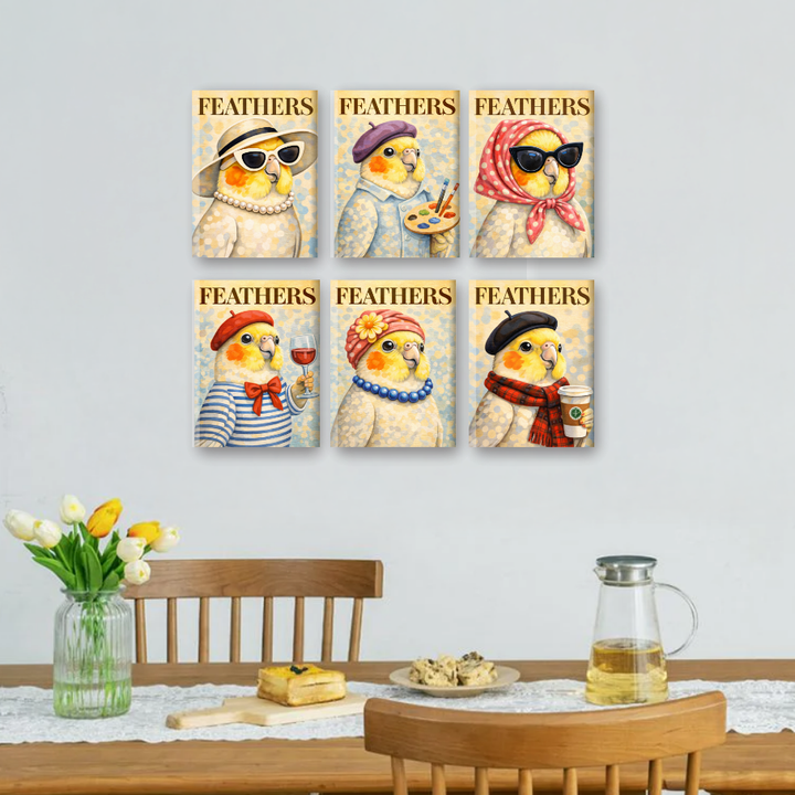 6 Mini-Gemälde | Feathers Set