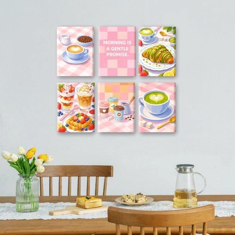 6 Mini-Gemälde | Sanftes Morgenfrühstück Set