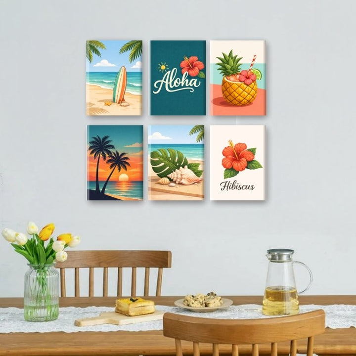 6 Mini-Gemälde | Hawaiianisches Aloha Set