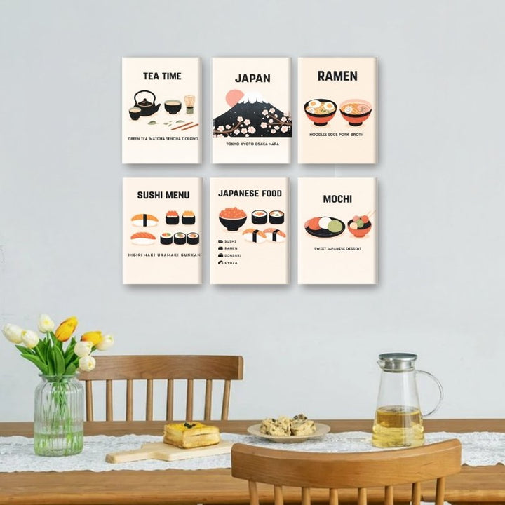 6 Mini-Gemälde | Japanisches Dinner Set