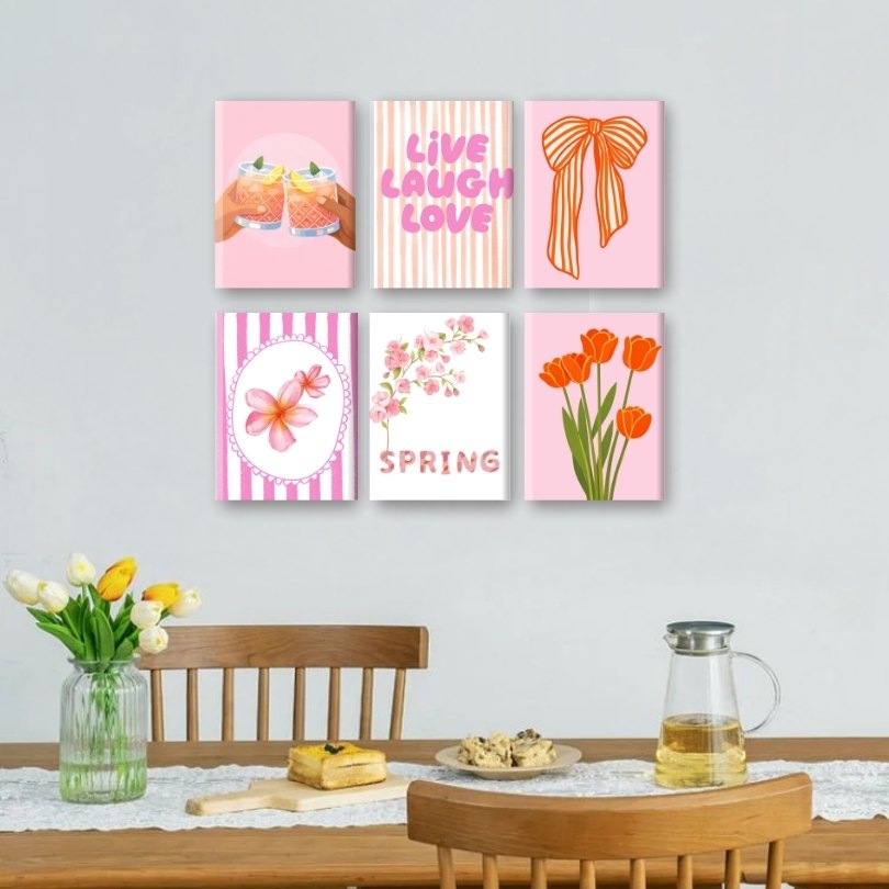 6 Mini-Gemälde | Lebe Lache Liebe Set