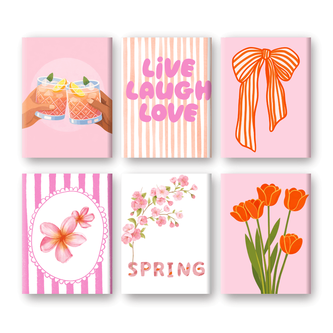 6 Mini-Gemälde | Lebe Lache Liebe Set
