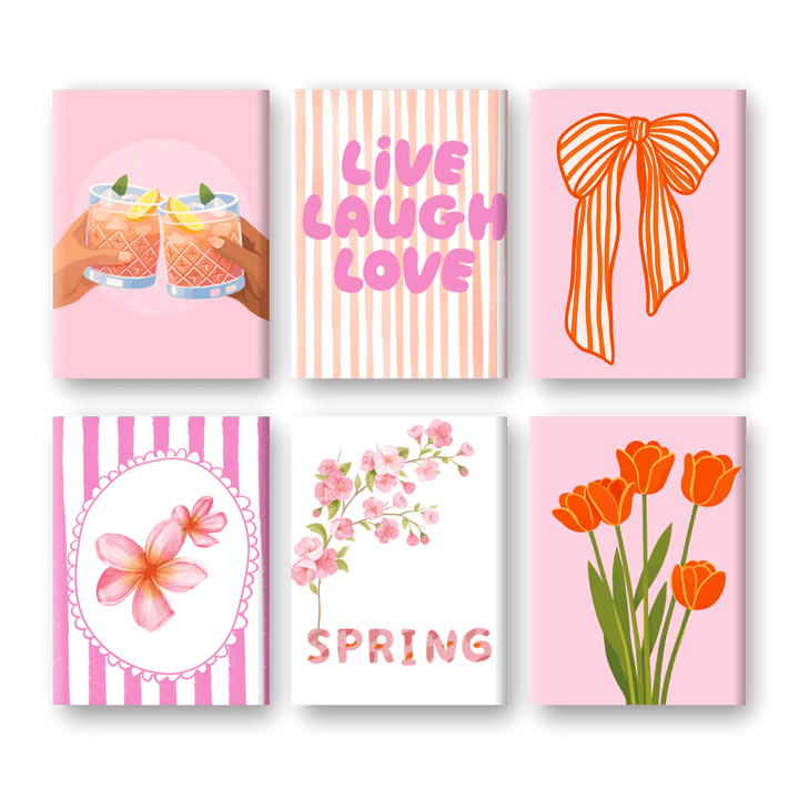 6 Mini-Gemälde | Lebe Lache Liebe Set