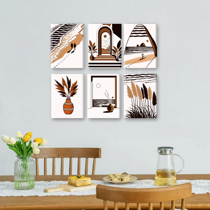 6 Mini-Gemälde | Modernes Ozean Set