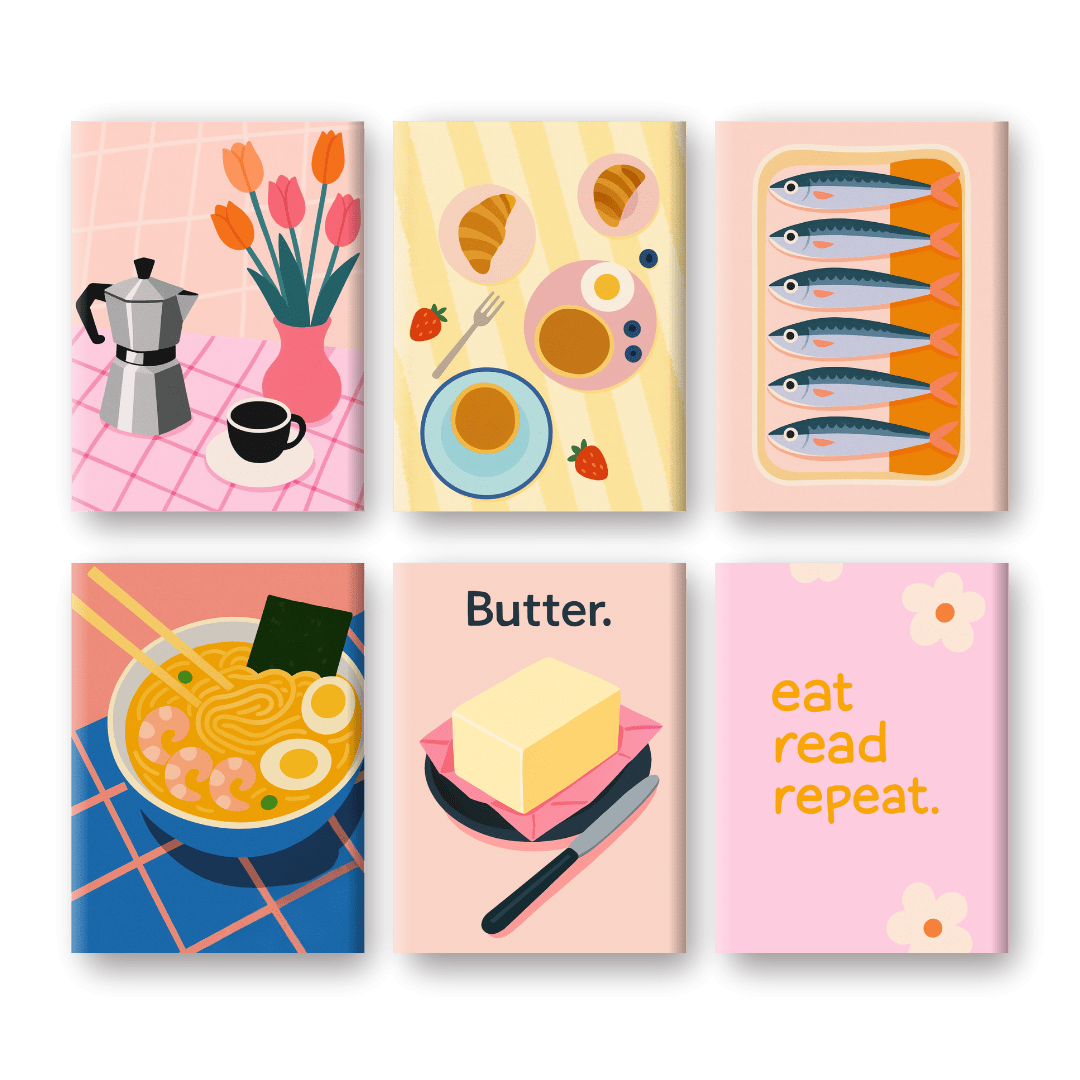 6 Mini-Gemälde | Retro Brunch Set