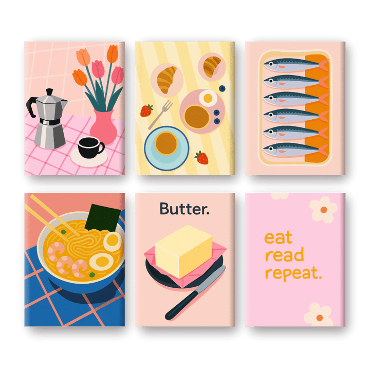 6 Mini-Gemälde | Retro Brunch Set