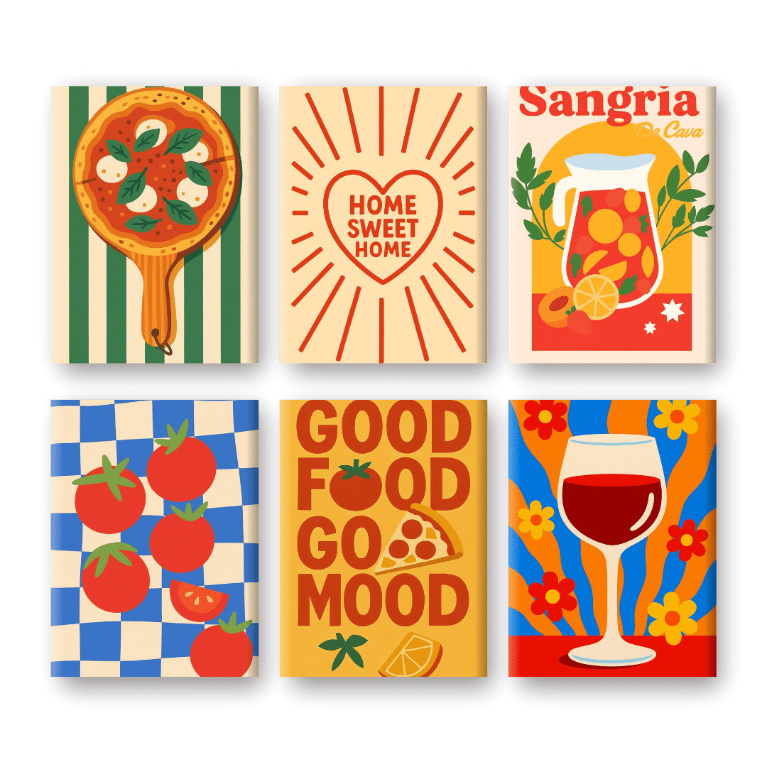 6 Mini-Gemälde | Sangria Set