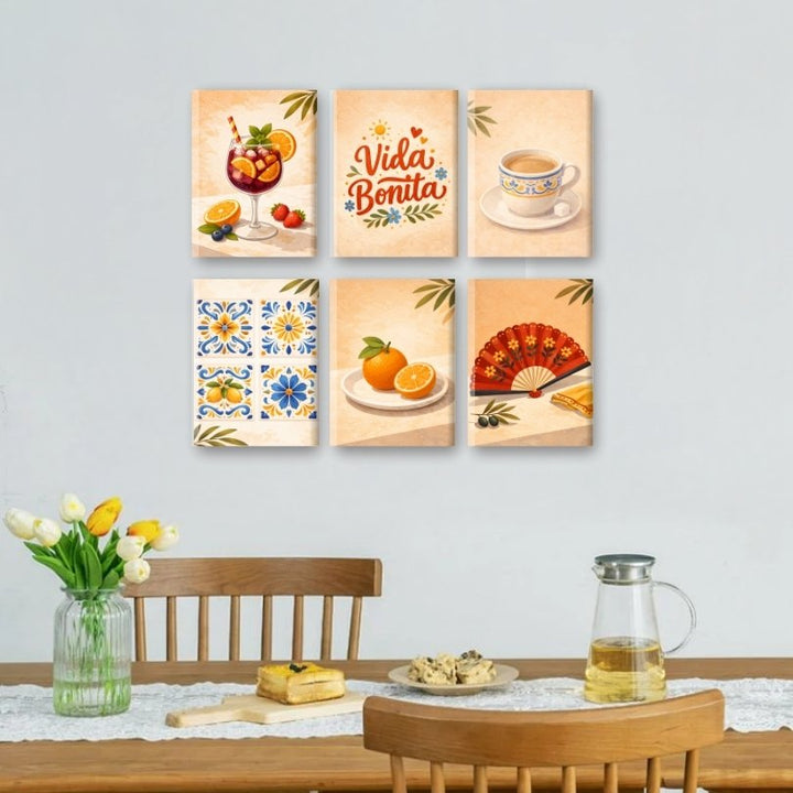 6 Mini-Gemälde | Spanisches Vida Bonita Set