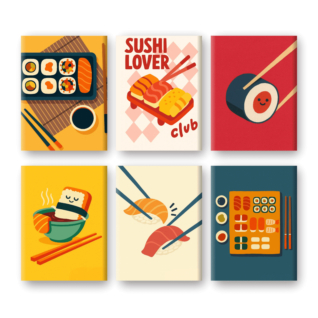 6 Mini-Gemälde | Sushi Set