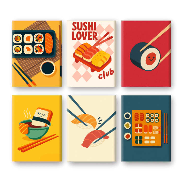 6 Mini-Gemälde | Sushi Set
