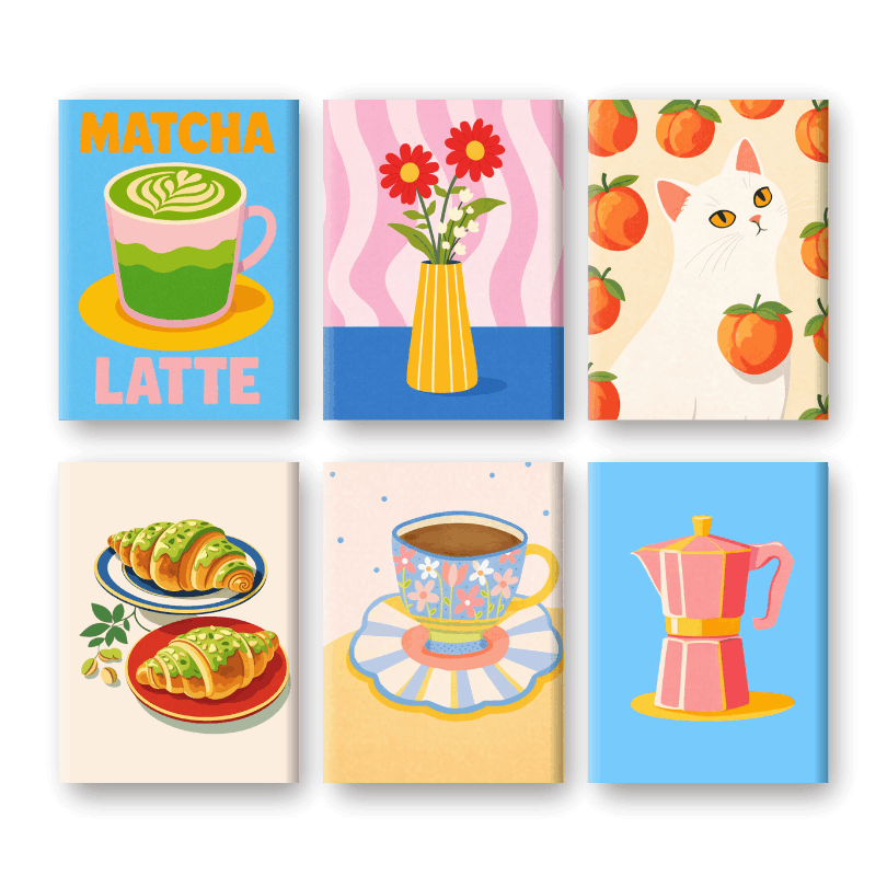 6 Mini-Gemälde | Süße Tage Set