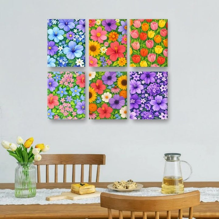 6 Mini-Gemälde | Schöne Blumen Set