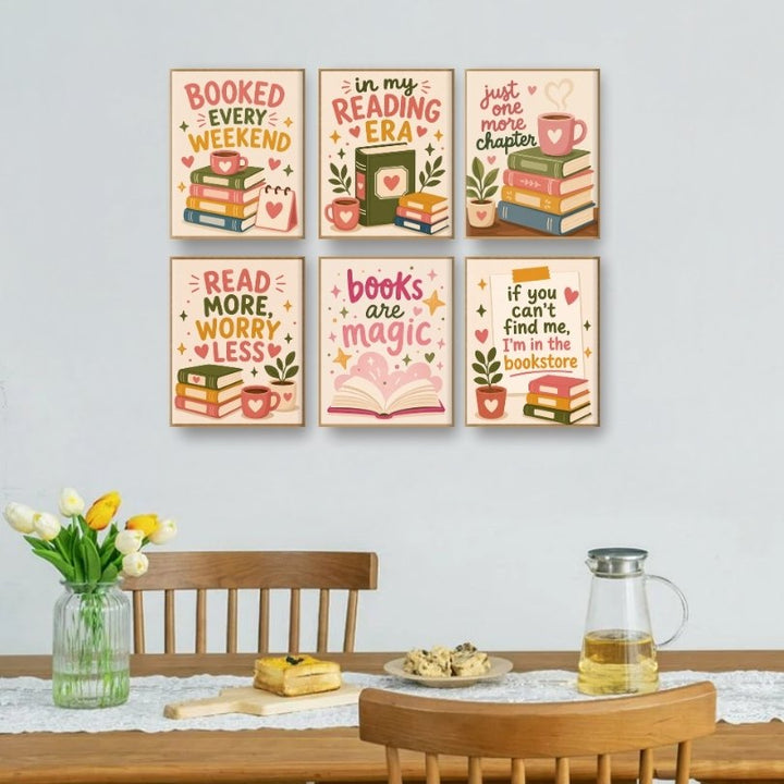 6 Mini Paintings - Books & Quotes Set