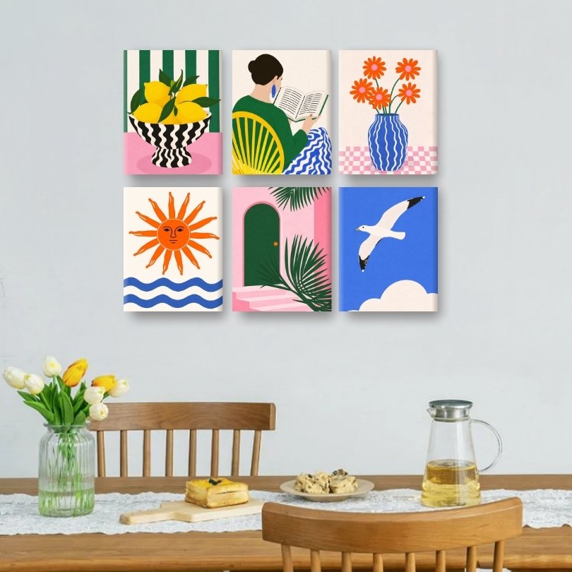 6 Mini-Gemälde | Sonniges Mittelmeer Set