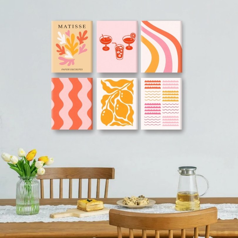 6 Mini-Gemälde | Moderner Sommer Set