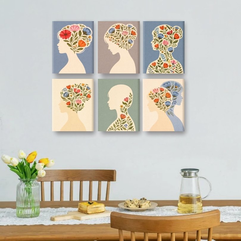 6 Mini-Gemälde | Blumen Mind Set