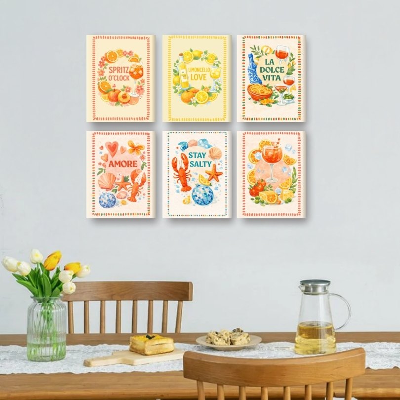 6 Mini-Gemälde | Limoncello & Aperol Set