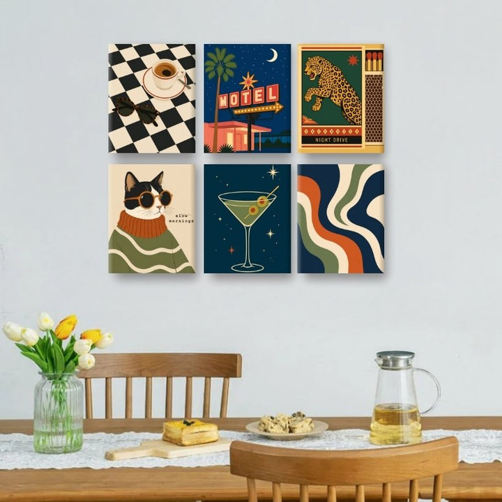 6 Mini-Gemälde | Nächtliche Auszeit Set