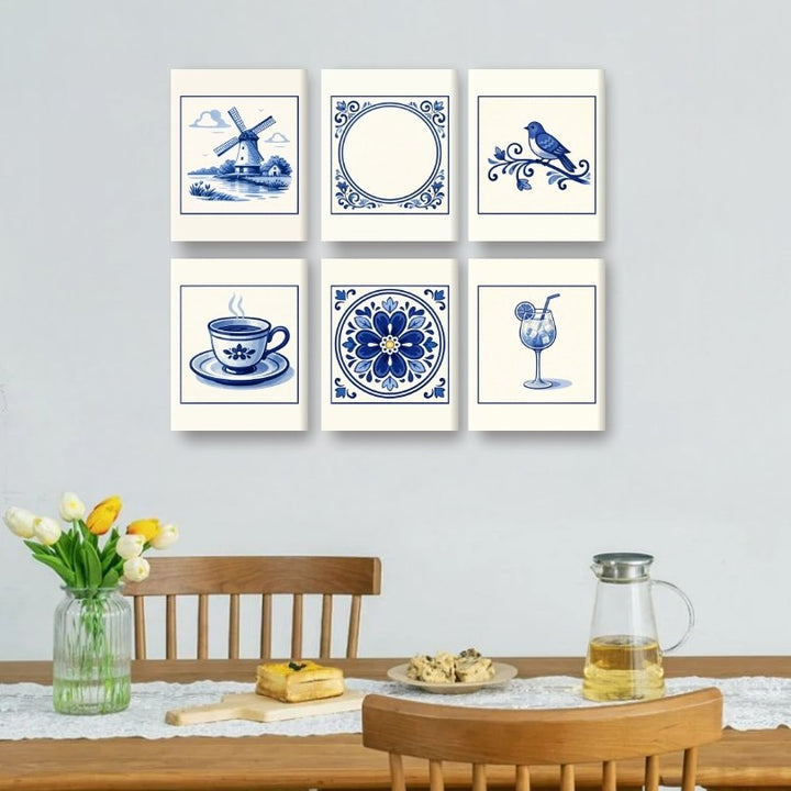 6 Mini-Gemälde | Wunderschönes Delft Blue Set
