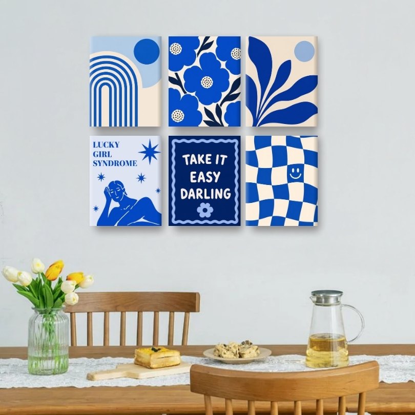 6 Mini-Gemälde | Küstenblau Set