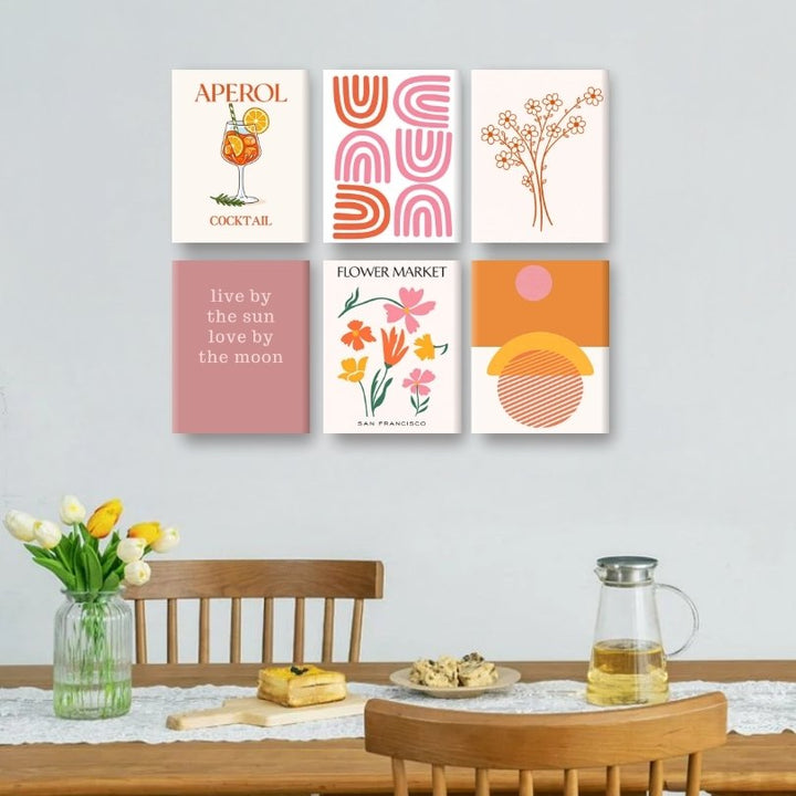 6 Mini-Gemälde | Blüten & Glanz Set