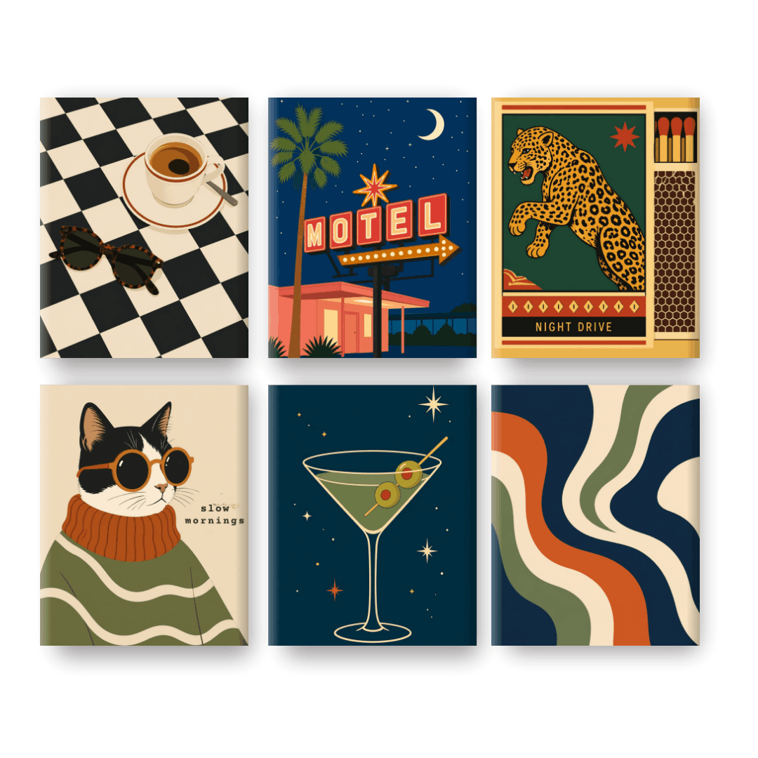 6 Mini-Gemälde | Nächtliche Auszeit Set