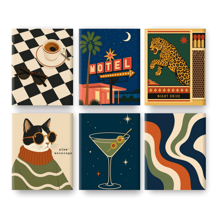 6 Mini-Gemälde | Nächtliche Auszeit Set