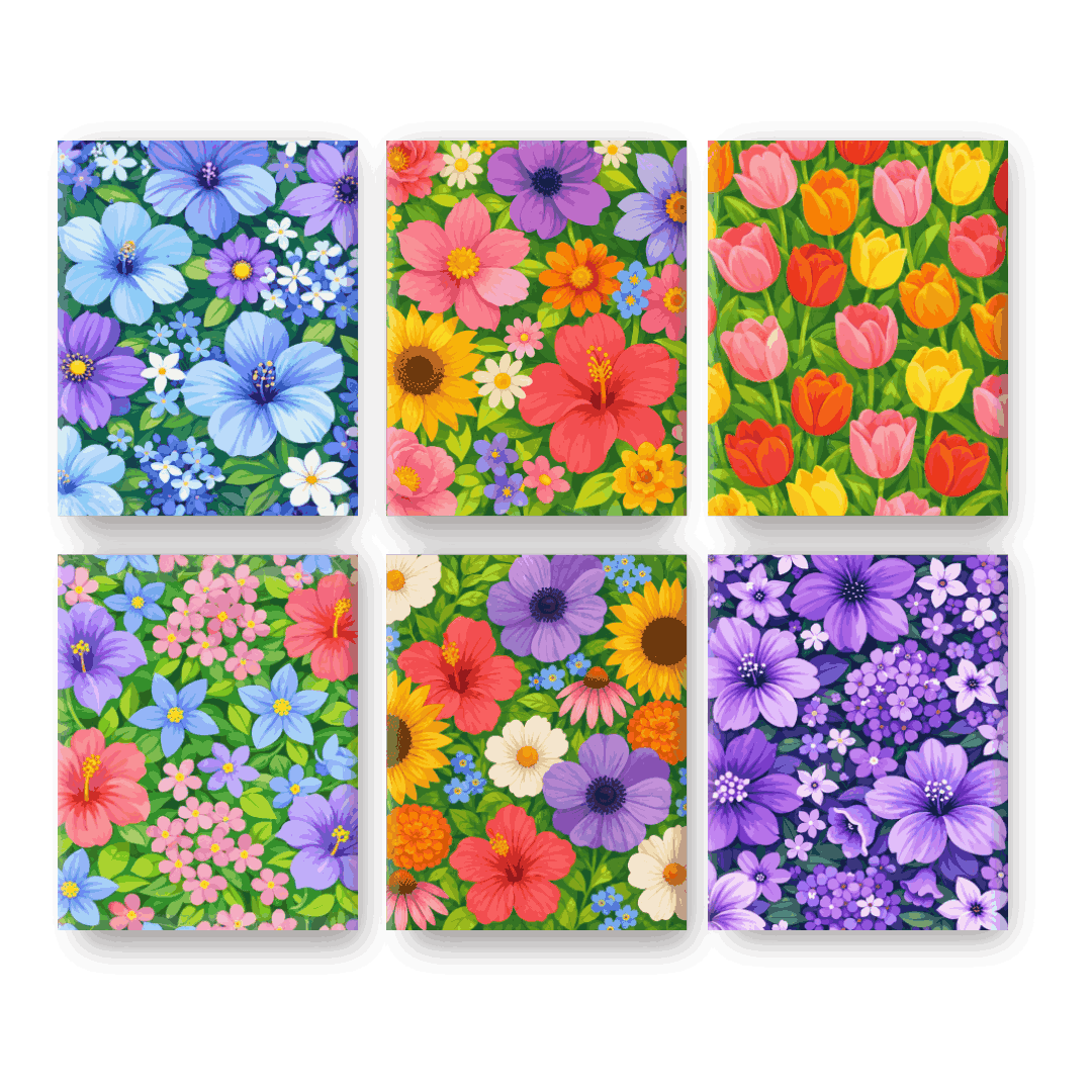 6 Mini-Gemälde | Schöne Blumen Set
