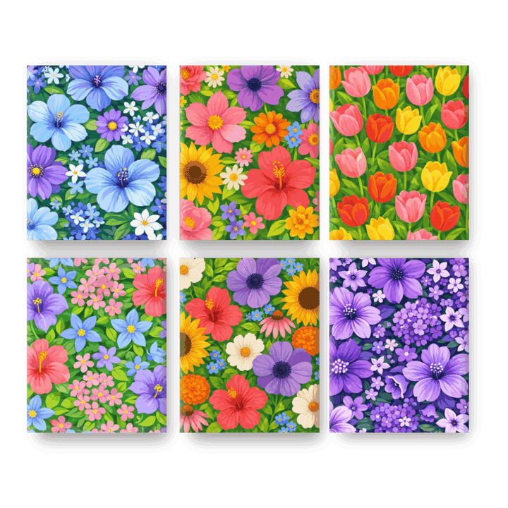 6 Mini-Gemälde | Schöne Blumen Set