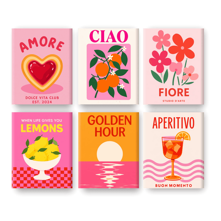6 Mini-Gemälde | Amore & Aperitivo Set