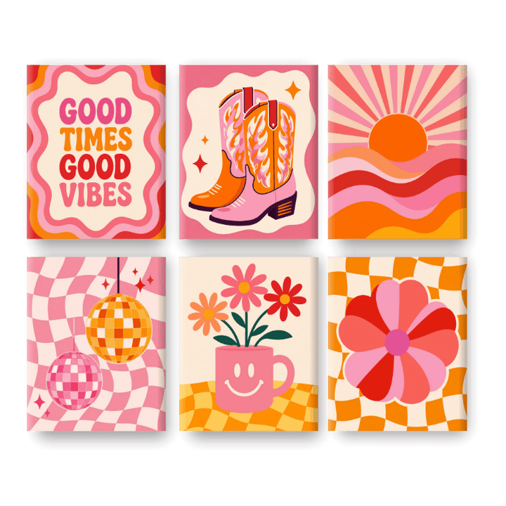 6 Mini-Gemälde | Disco Nächte Set