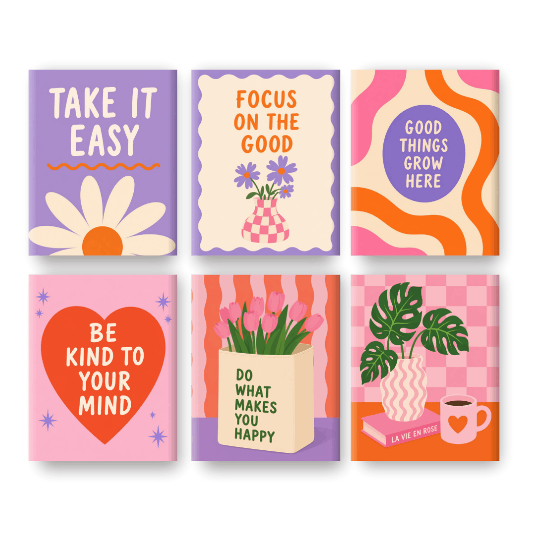 6 Mini-Gemälde | Chill & Bloom Set