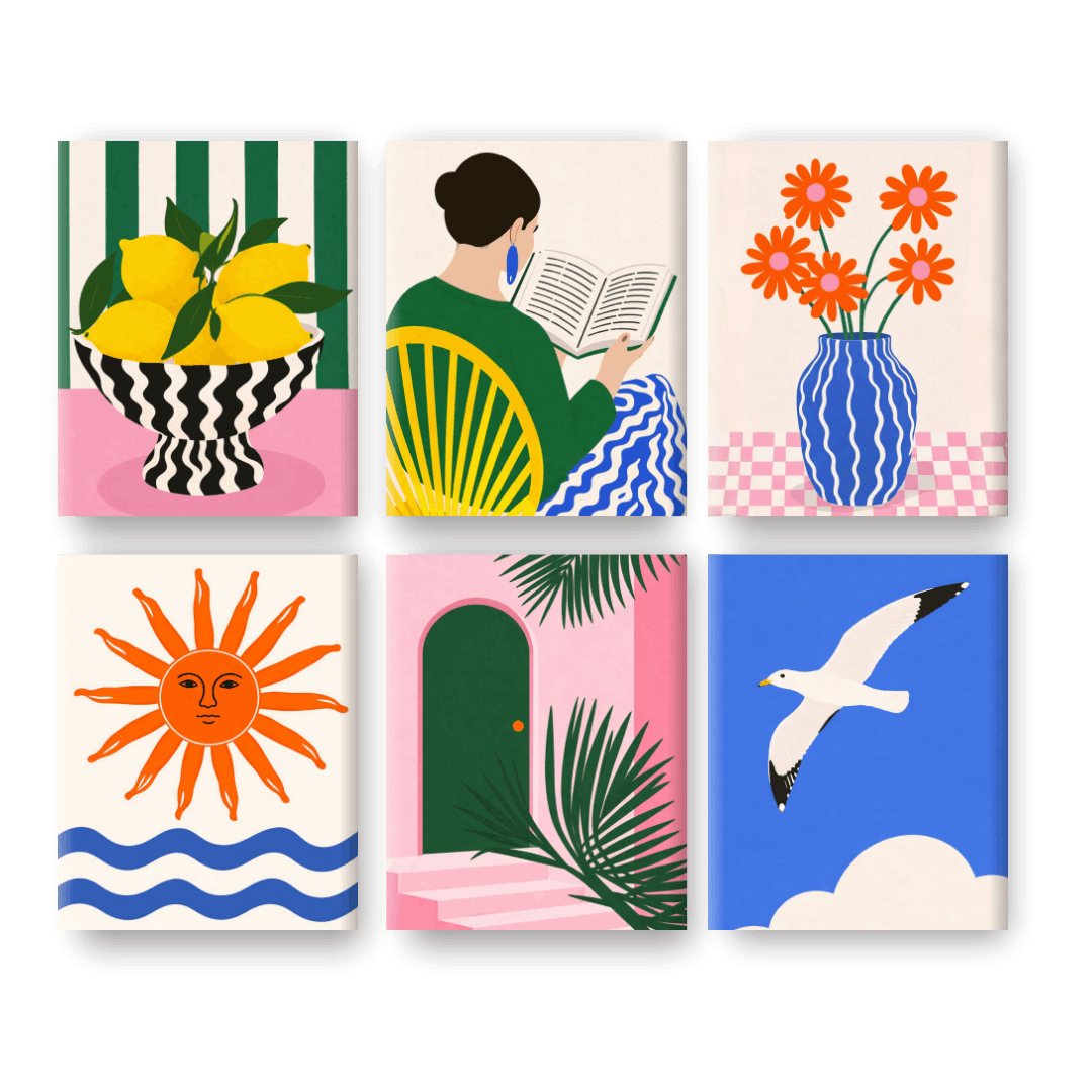 6 Mini-Gemälde | Sonniges Mittelmeer Set