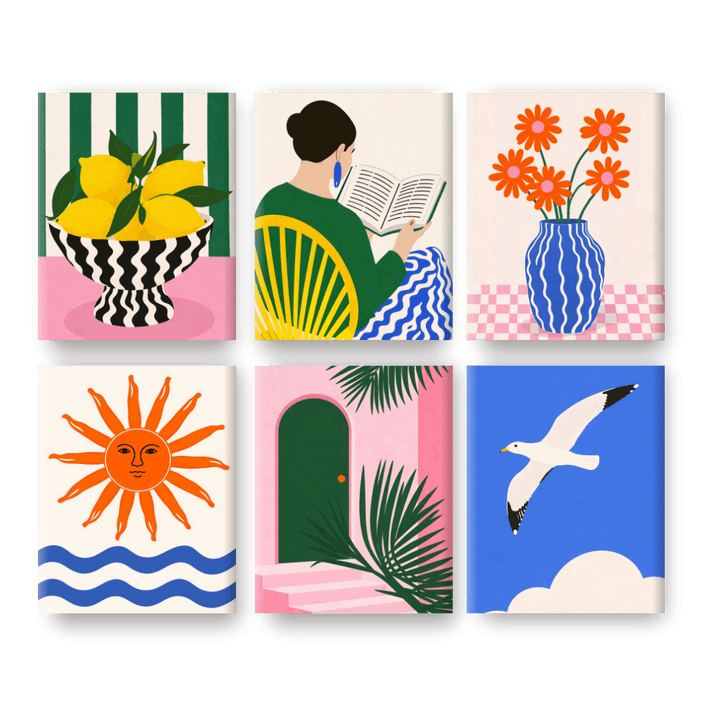 6 Mini-Gemälde | Sonniges Mittelmeer Set