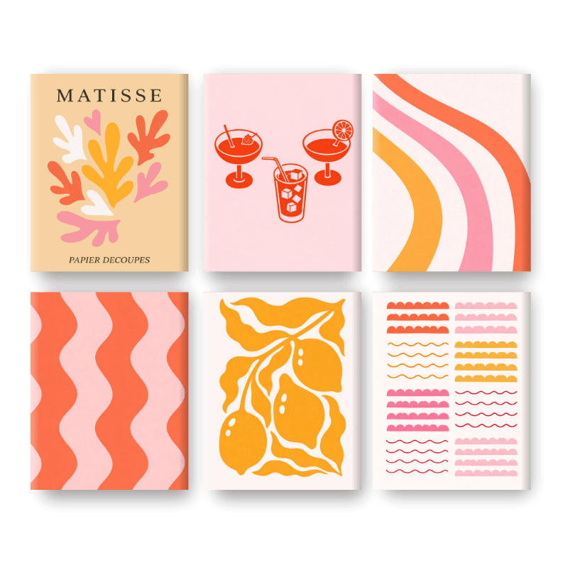 6 Mini-Gemälde | Moderner Sommer Set