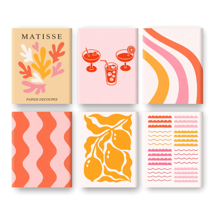 6 Mini-Gemälde | Moderner Sommer Set